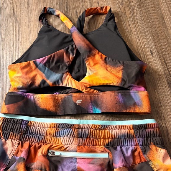 Fabletics Multi-Color Abstract Sports Bra & Shorts Set - Picture 9 of 9